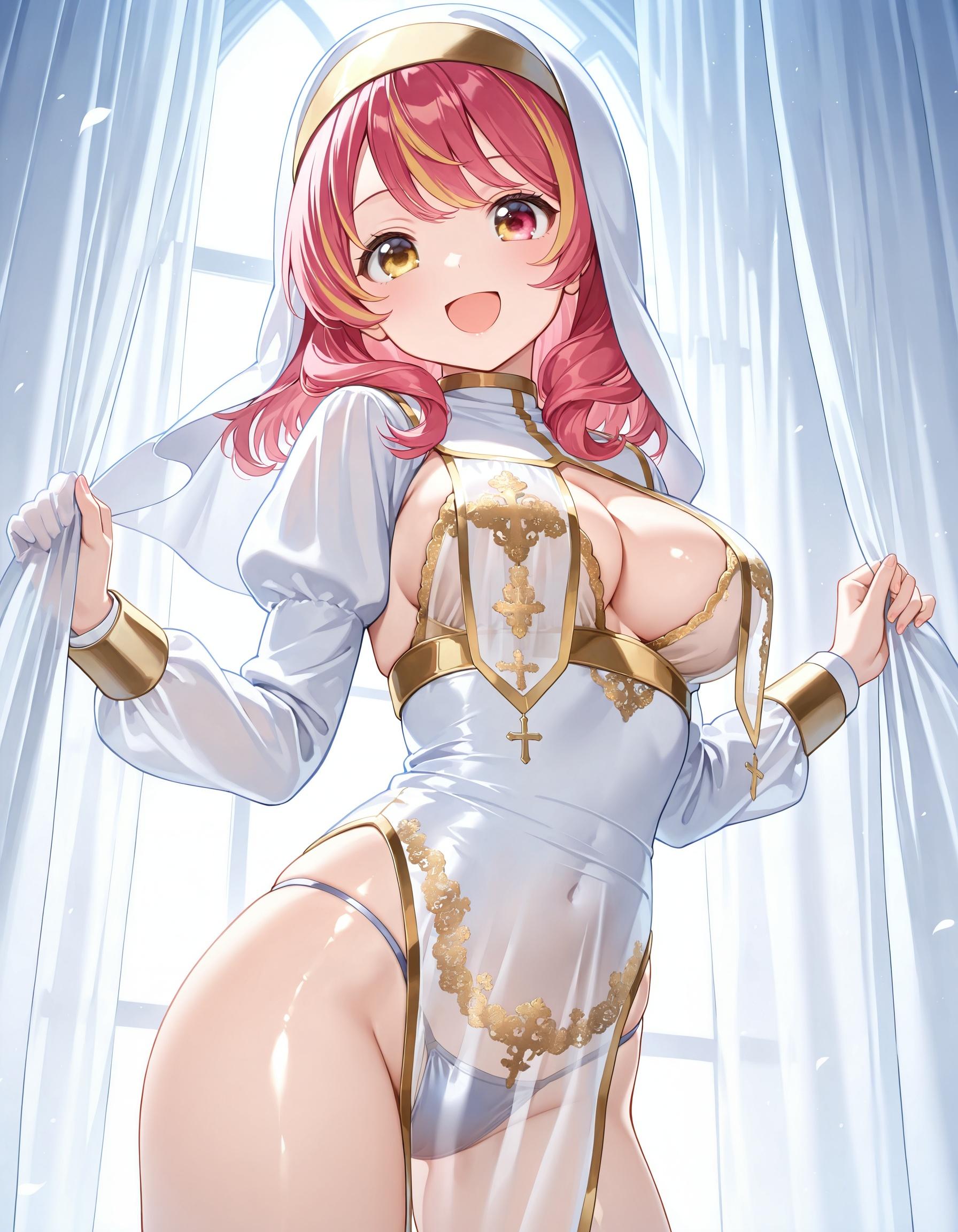 シスターの透けパンチラ