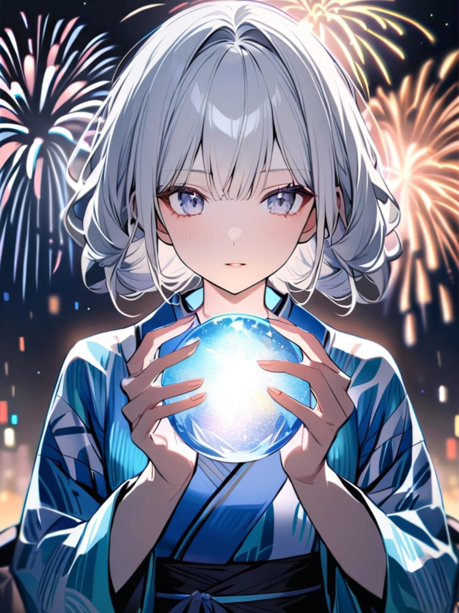 花火と銀髪ちゃん | の人気AIイラスト・グラビア