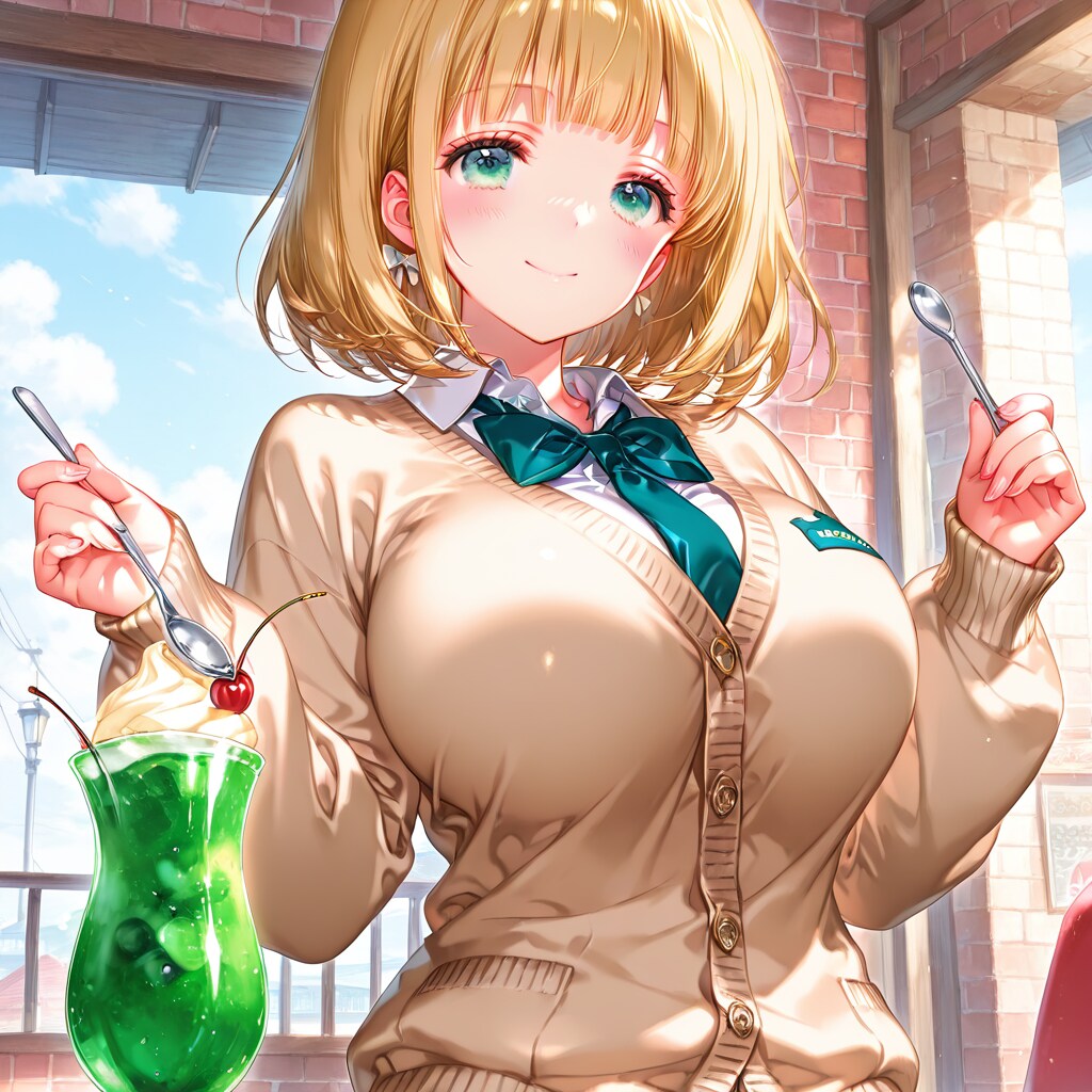 昭和レトロ喫茶でクリームソーダを注文した沙也ちゃん