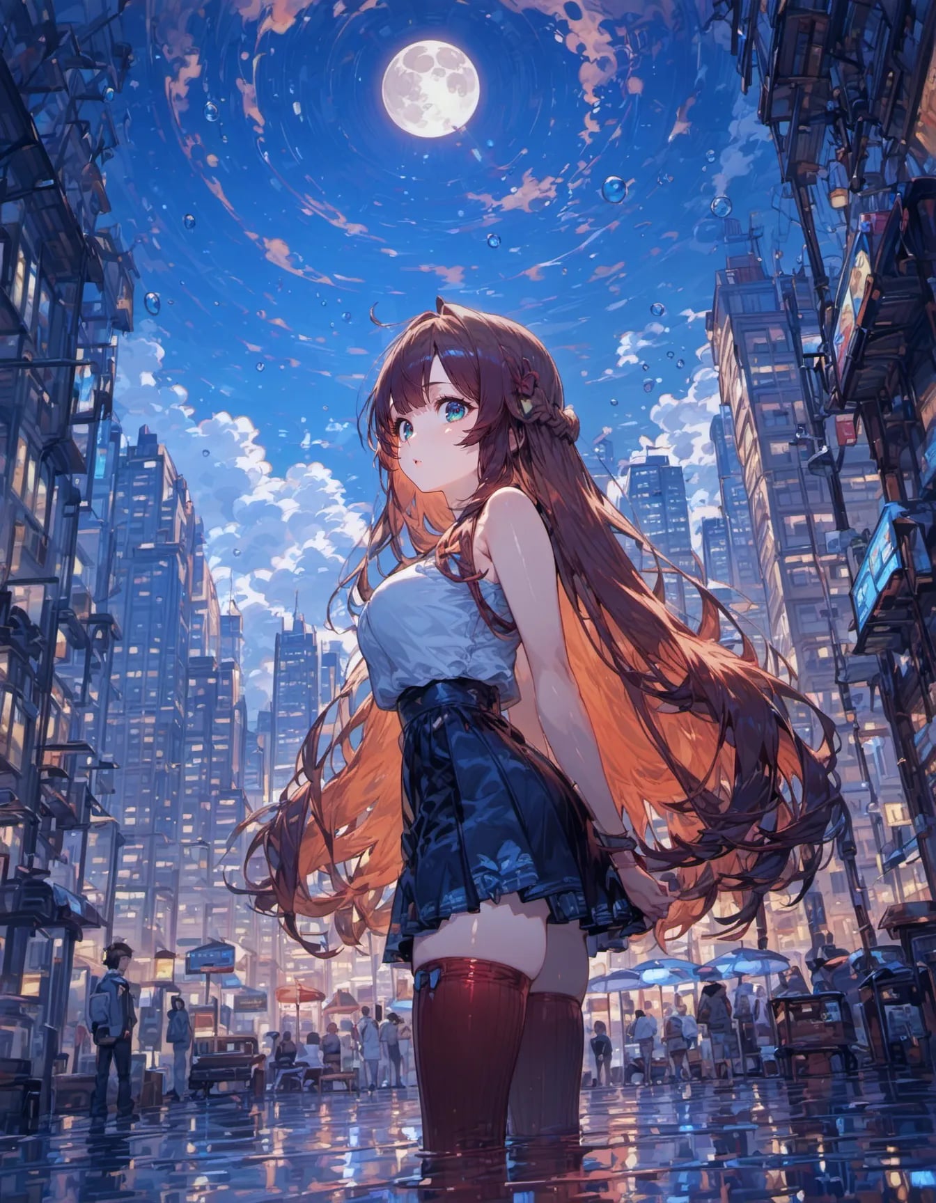 Reflections of the Moonlit Metropolis | の人気AIイラスト・グラビア