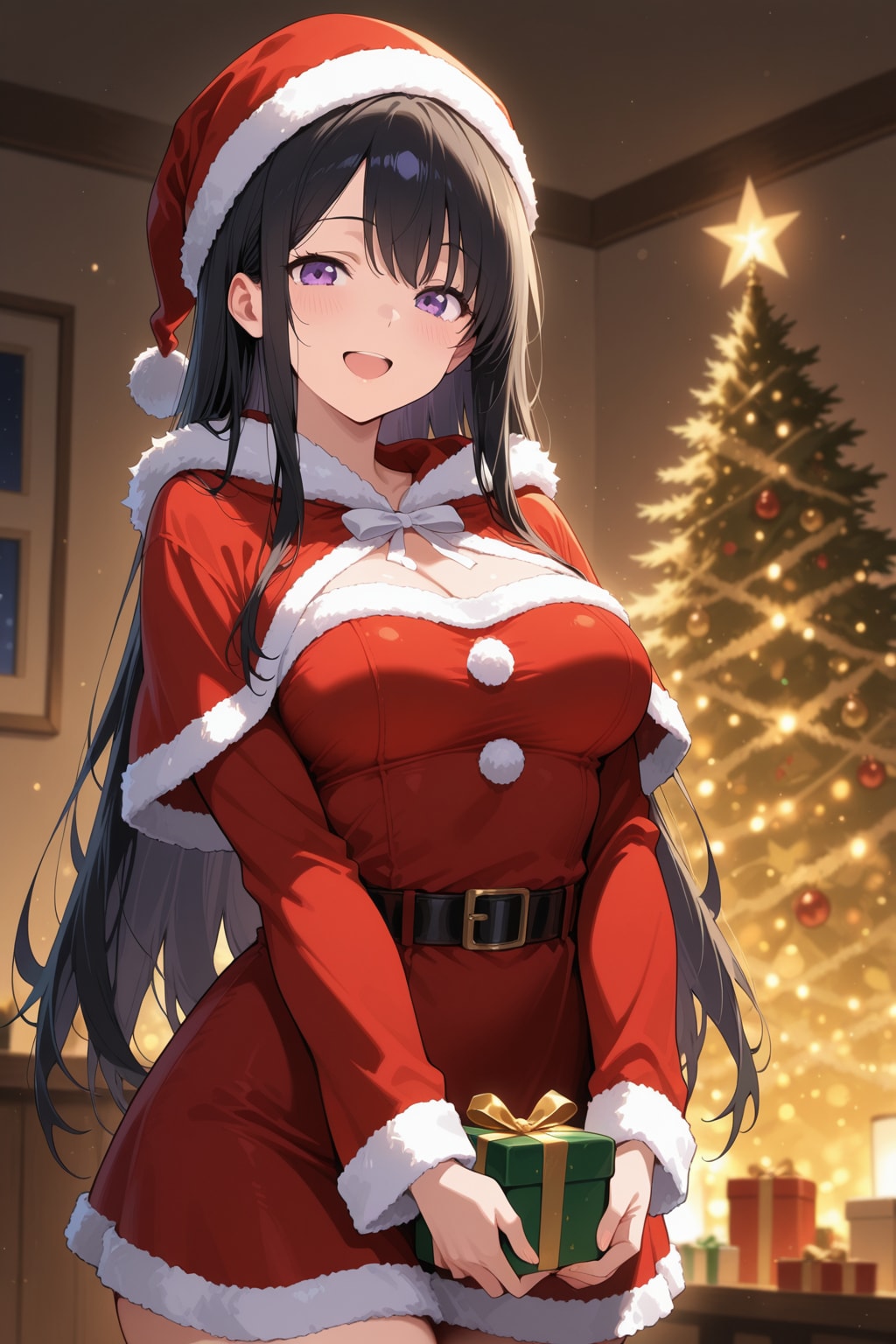 サンタ衣装の美月ちゃんとプレゼント交換