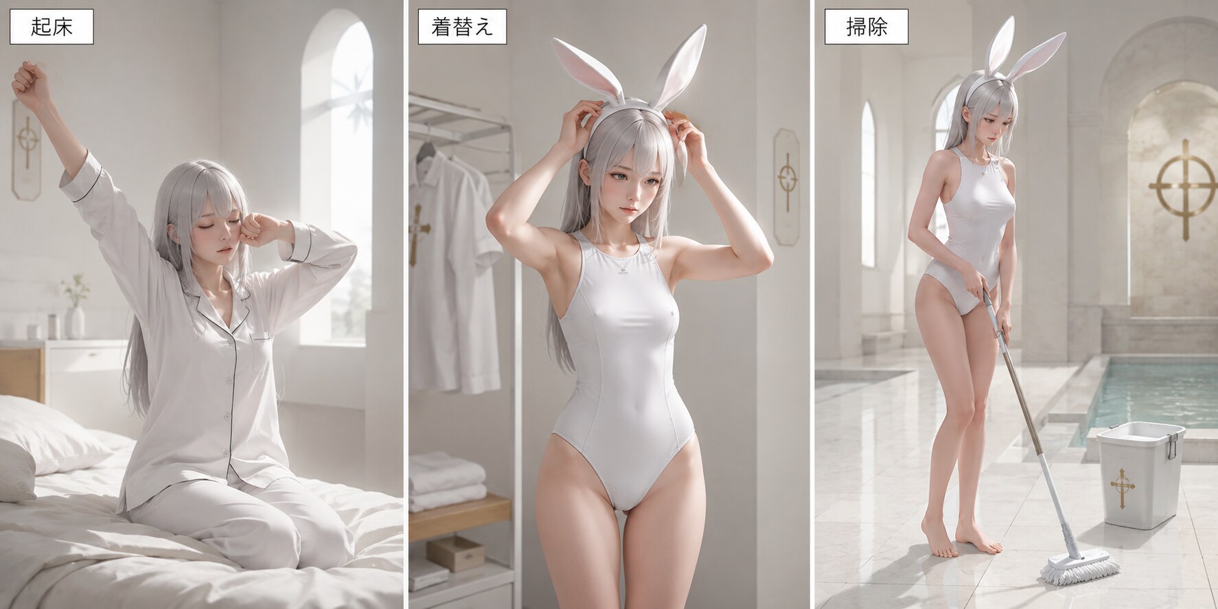 白スク水うさみみ教の朝