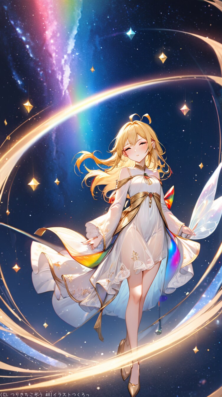 虹色に輝く宇宙とエルフ