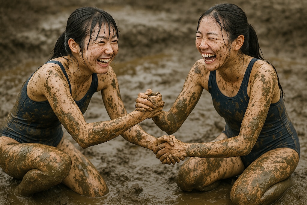 泥んこ水着美女