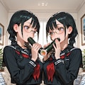眼鏡三つ編みたちのeating恵方巻 8枚目