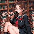 眼鏡三つ編みたちのeating恵方巻 5枚目
