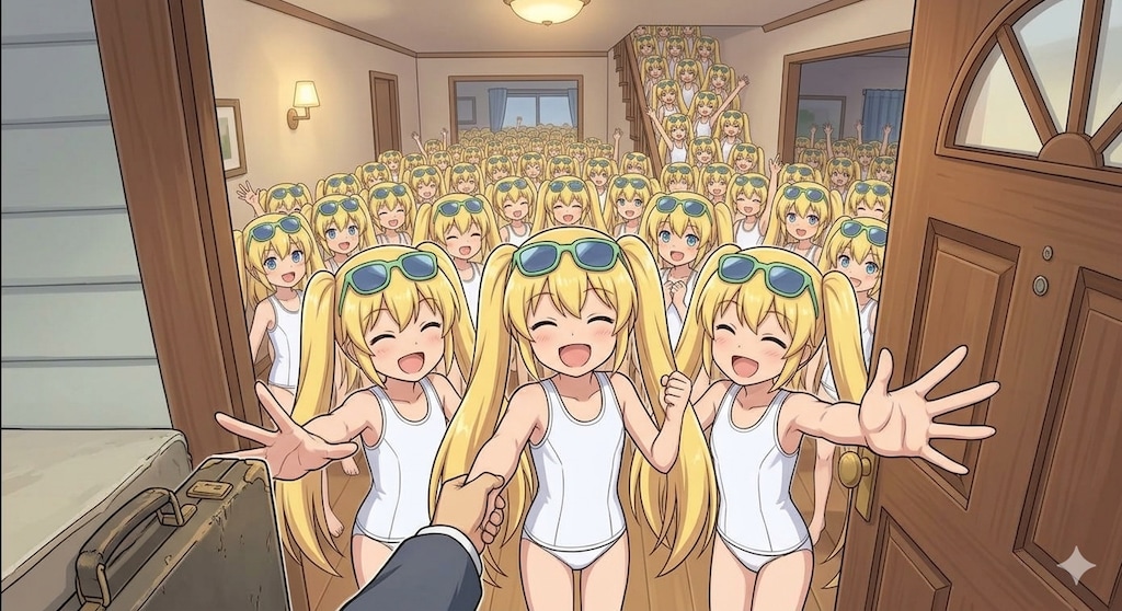 仕事帰りのこちらをお出迎えする祝福せし女装クローン達