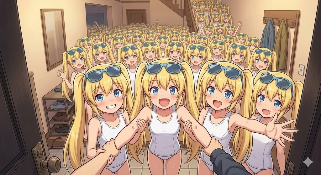 仕事帰りのこちらをお出迎えする祝福せし女装クローン達