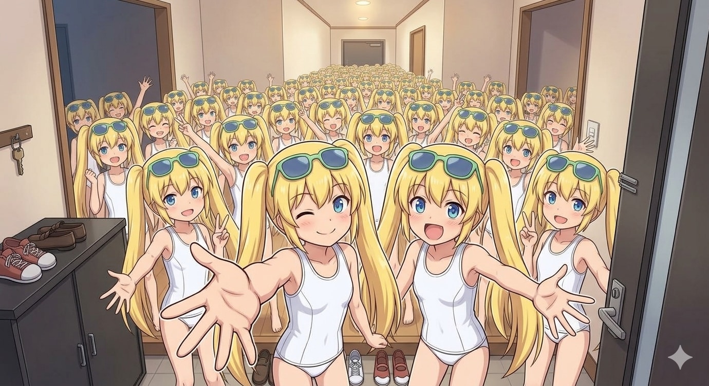 仕事帰りのこちらをお出迎えする祝福せし女装クローン達