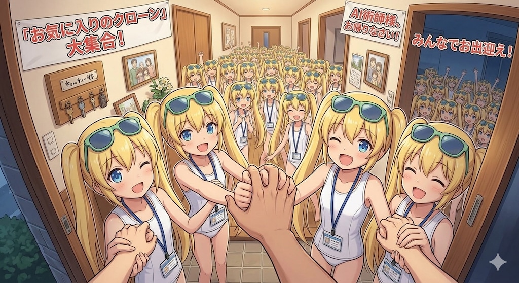 仕事帰りのこちらをお出迎えする祝福せし女装クローン達