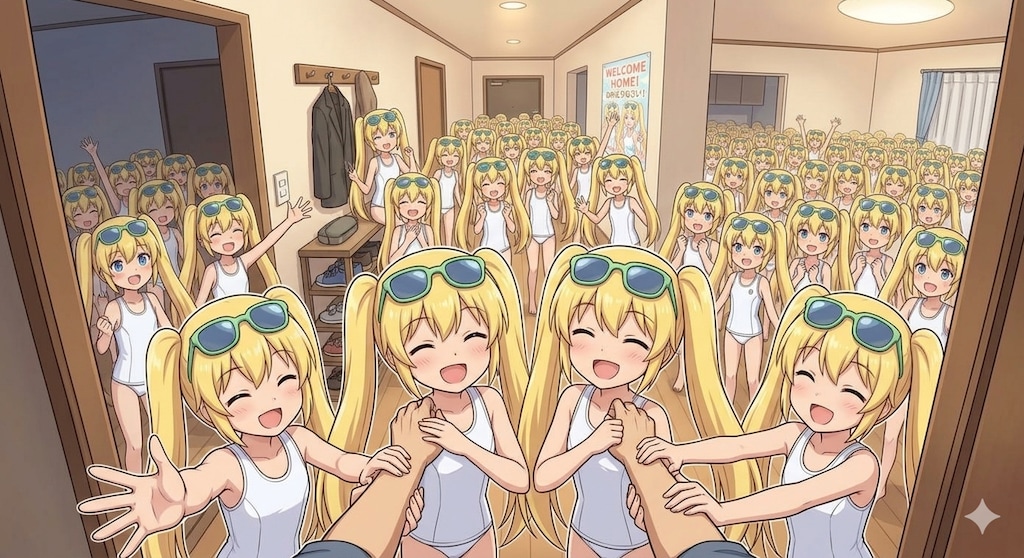 仕事帰りのこちらをお出迎えする祝福せし女装クローン達