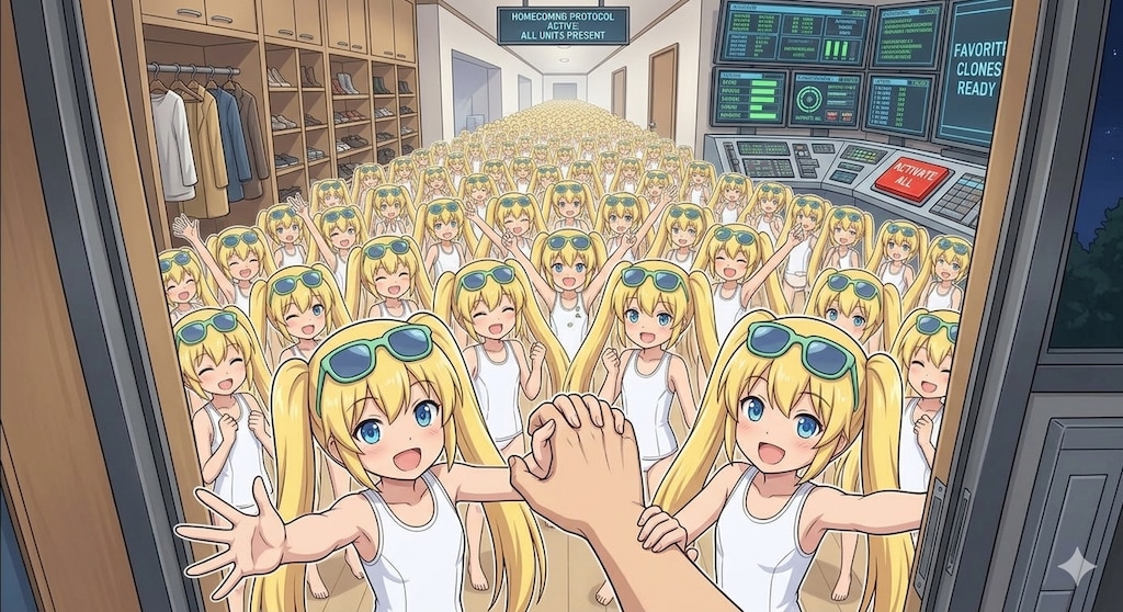仕事帰りのこちらをお出迎えする祝福せし女装クローン達