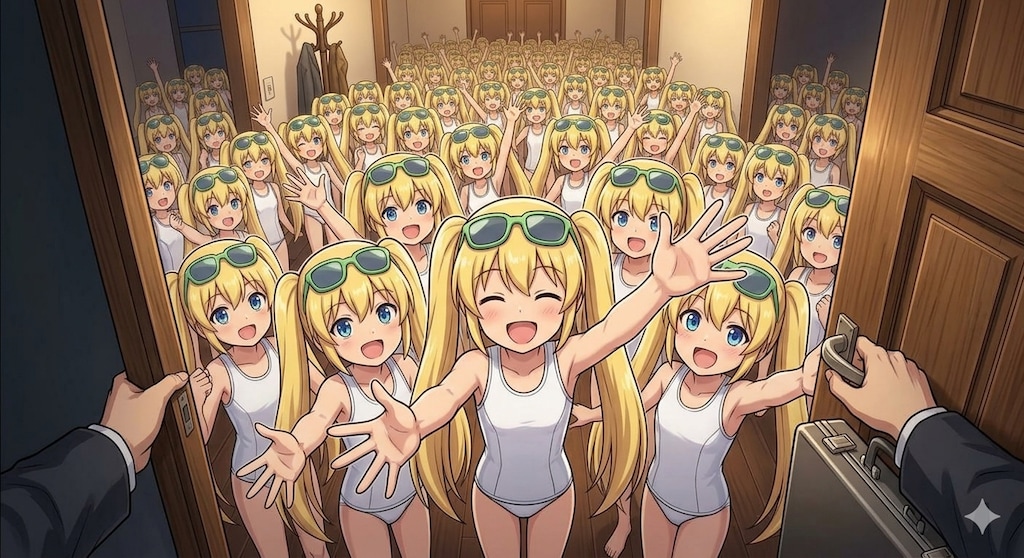 仕事帰りのこちらをお出迎えする祝福せし女装クローン達