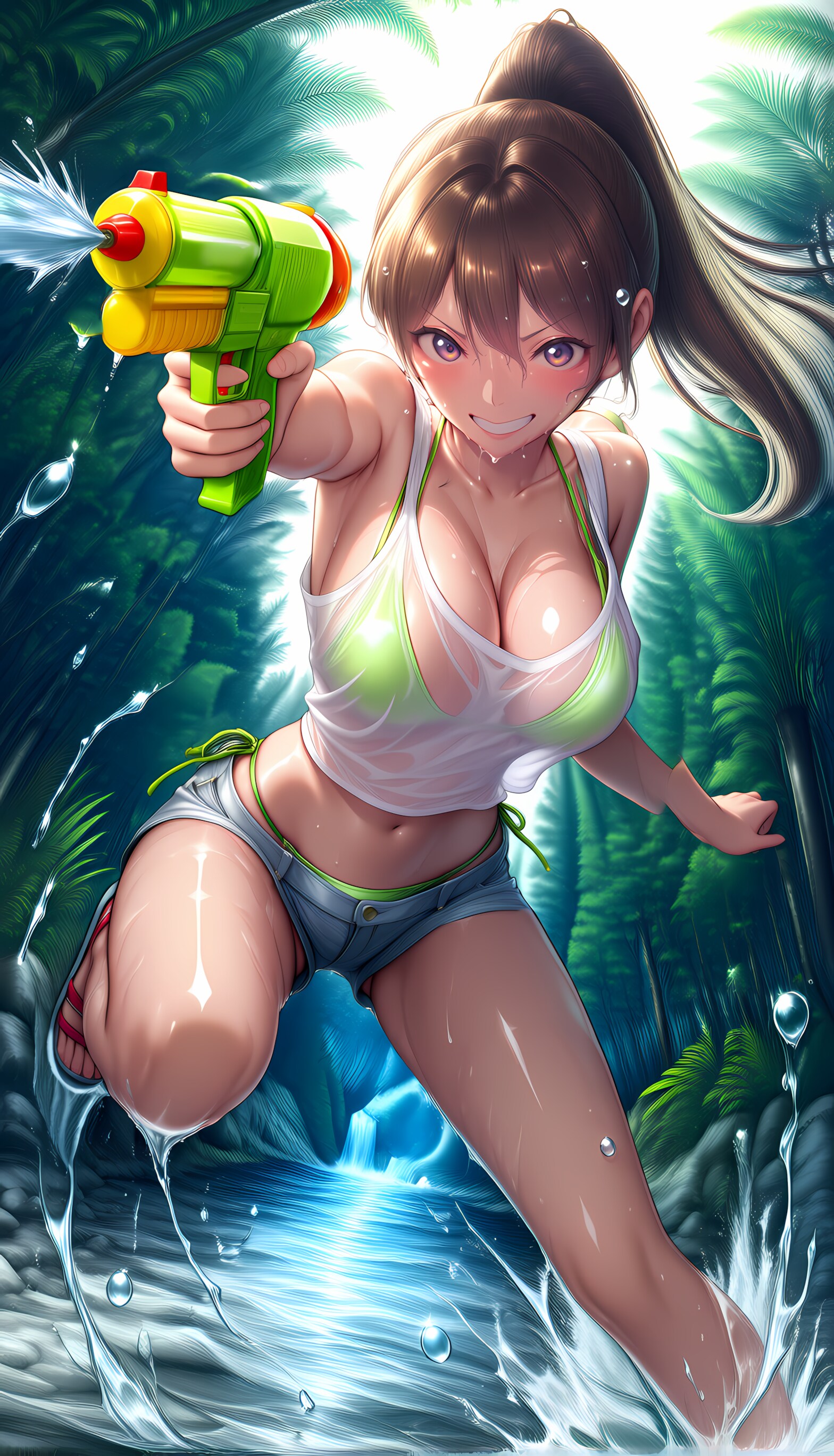 川辺の銃撃戦（水）