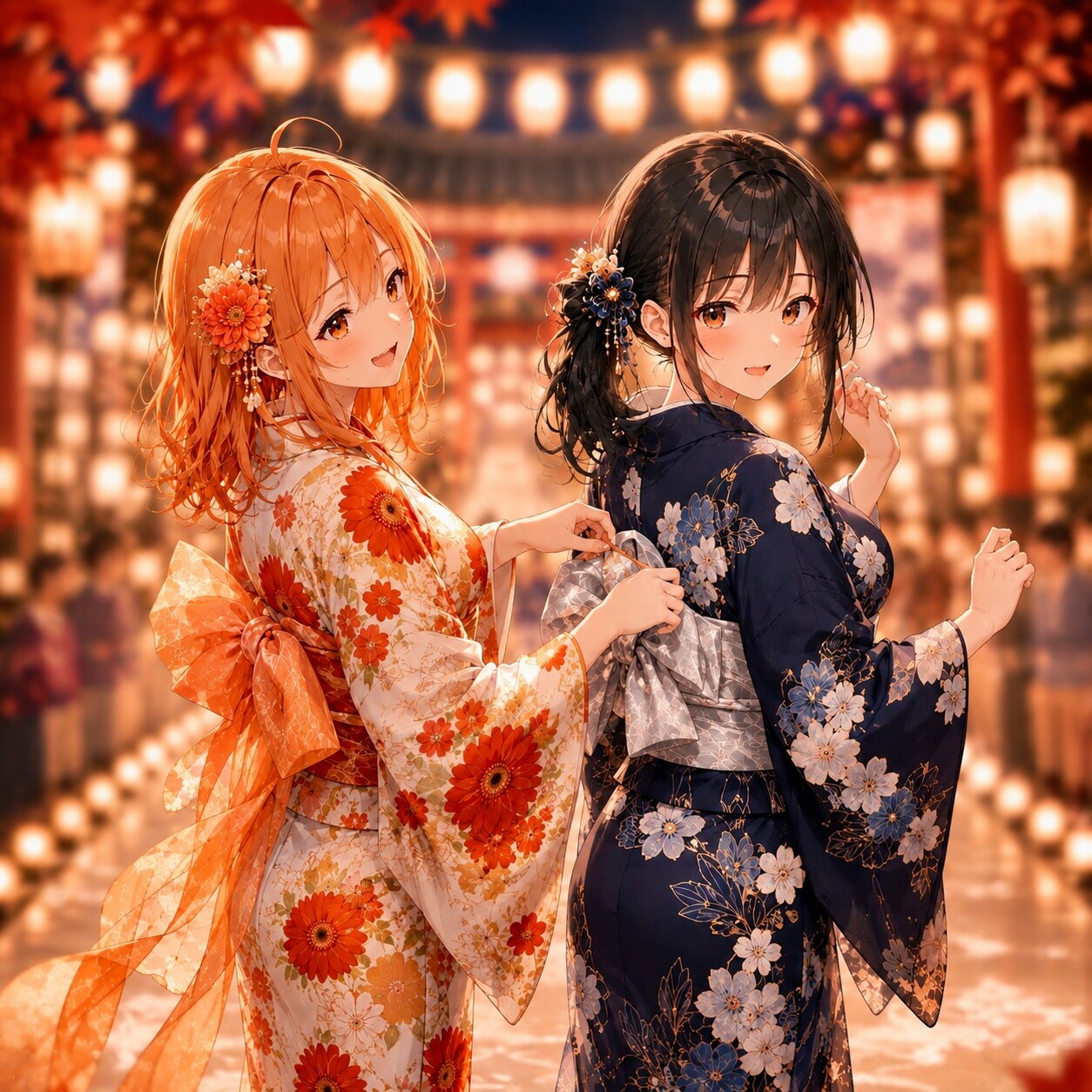 和モダン夏祭り「浴衣リボン結び」 | の人気AIイラスト・グラビア