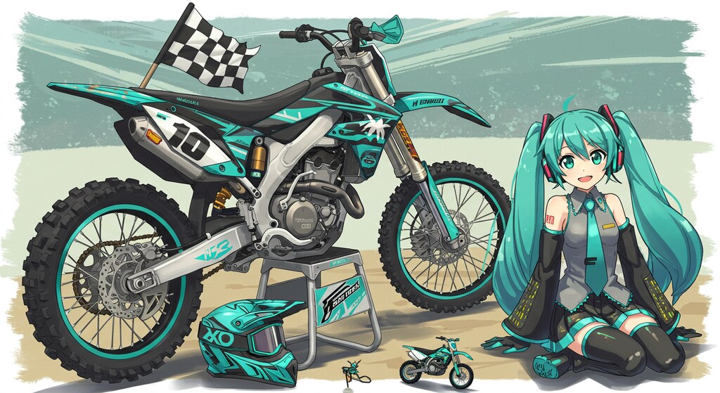 モトクロスバイクと初音ミク