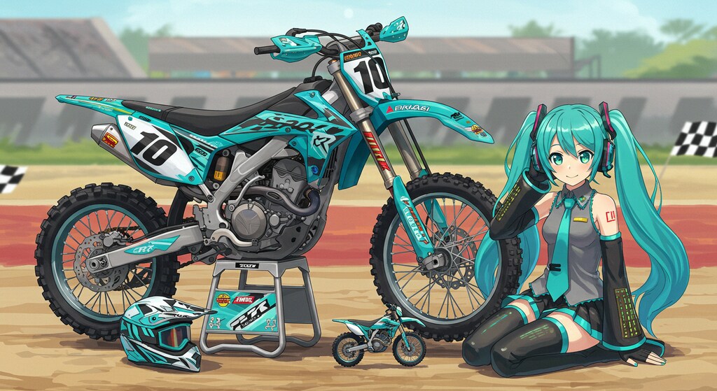 モトクロスバイクと初音ミク