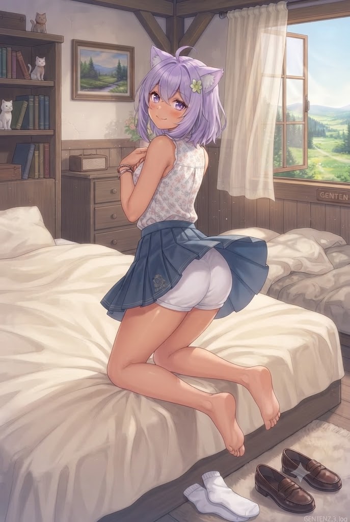 このままバックハグしてにゃ。