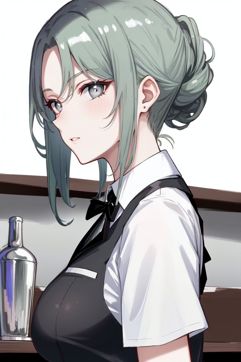緑髪ハーフアップちゃん