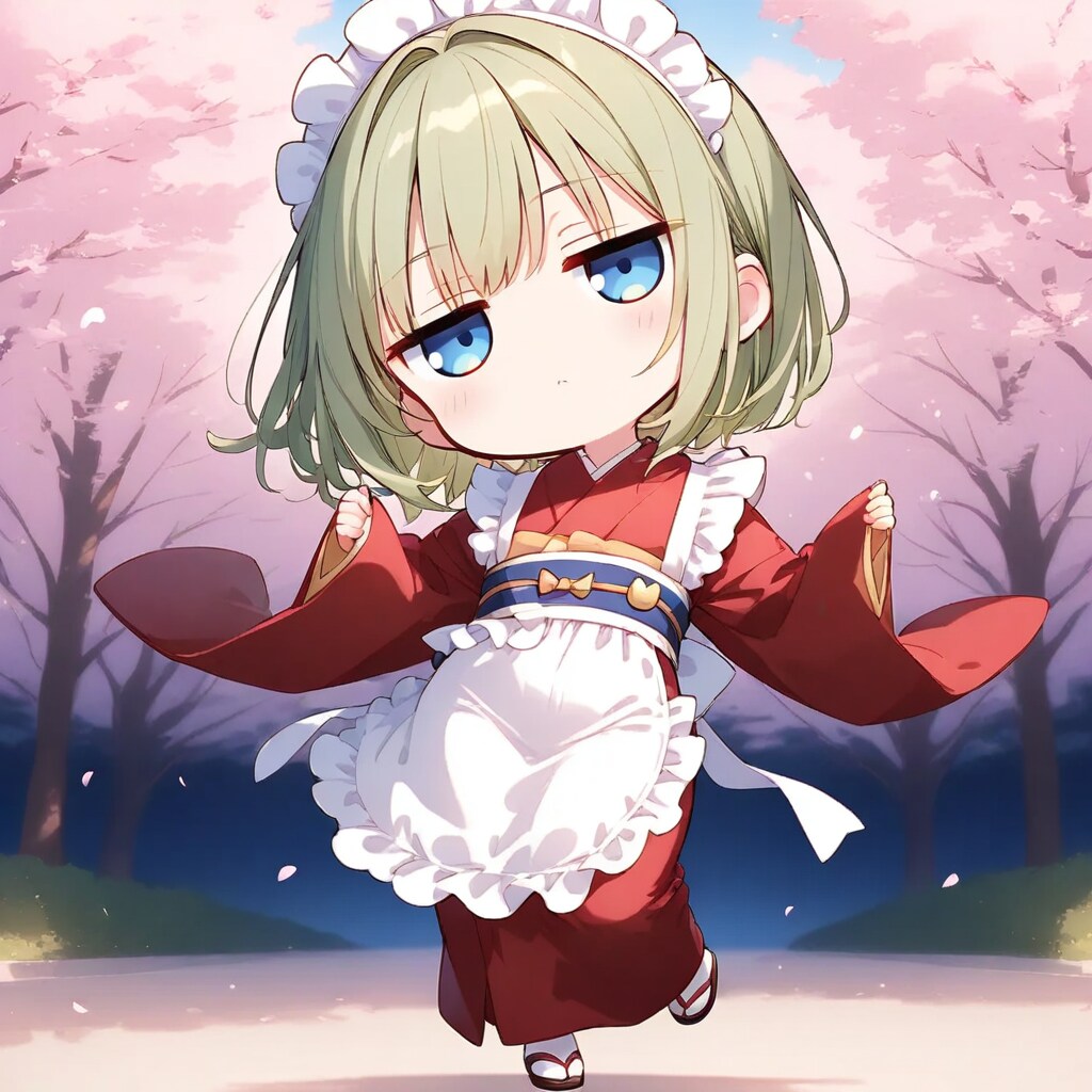 和風メイドの緑髪ちゃん