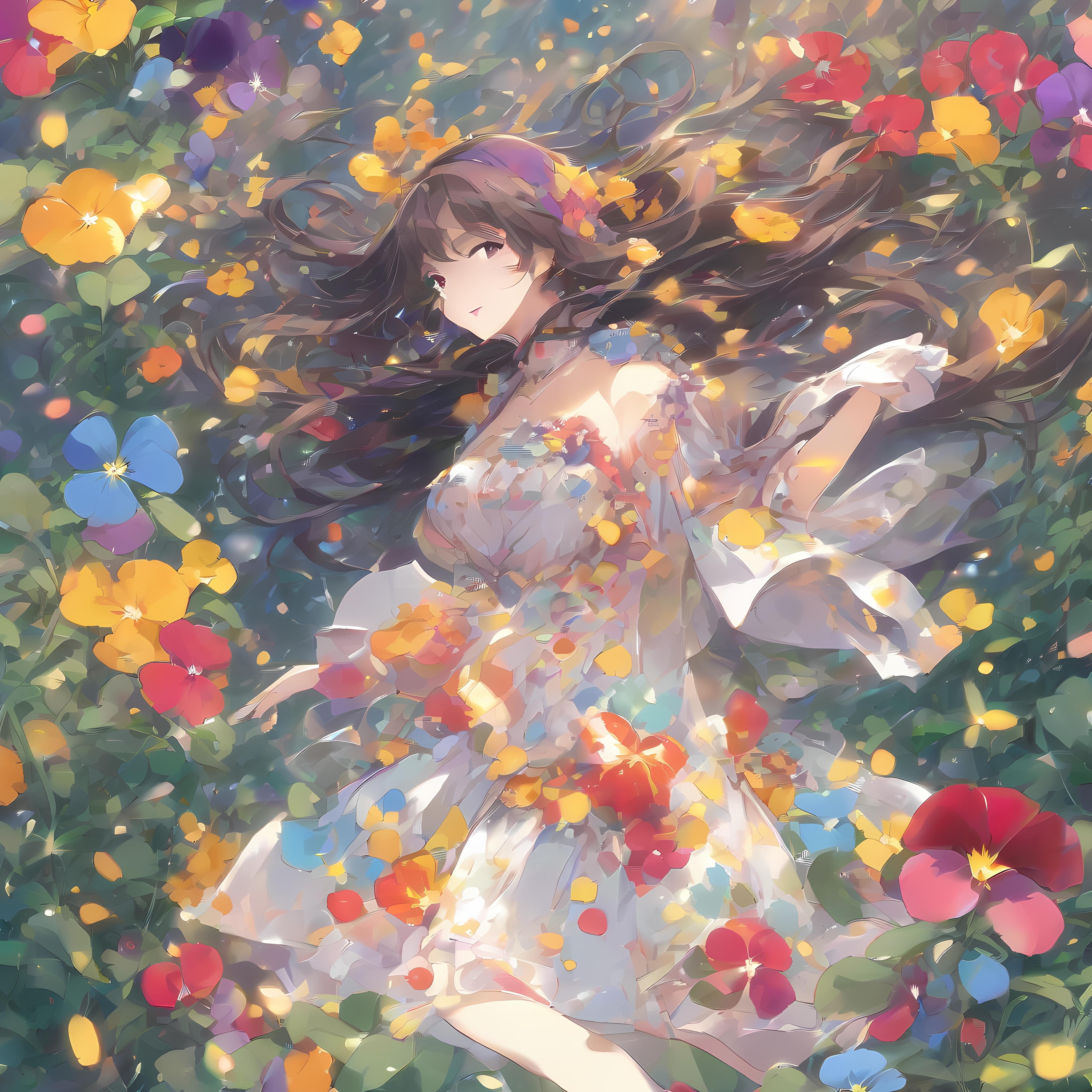 💓パンジーに囲まれたお姉さん