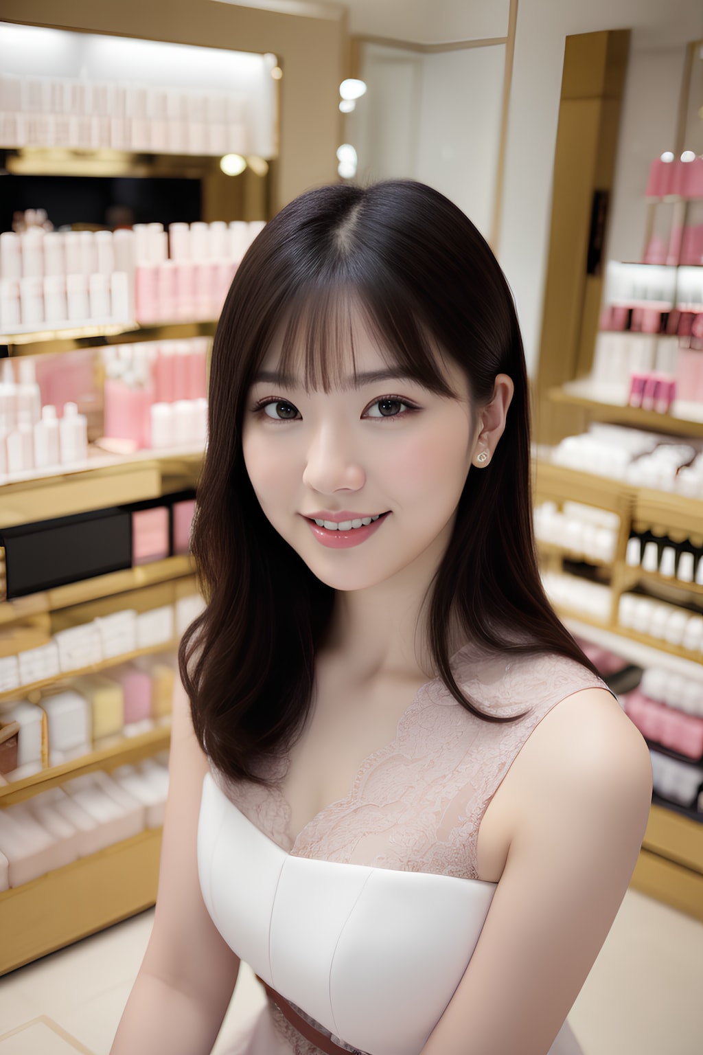 化粧品売り場の上品なオンナの笑顔 part1