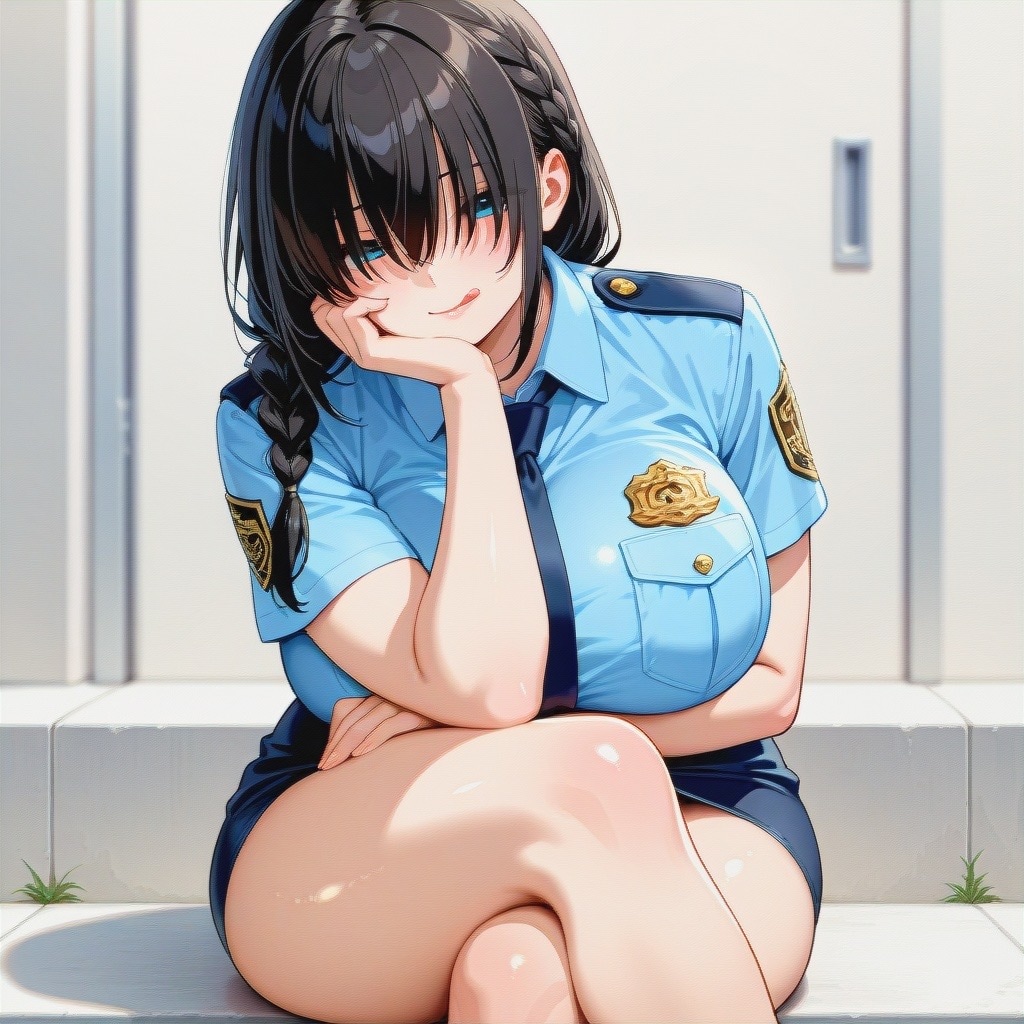 白&黒ムチ子　婦警コス