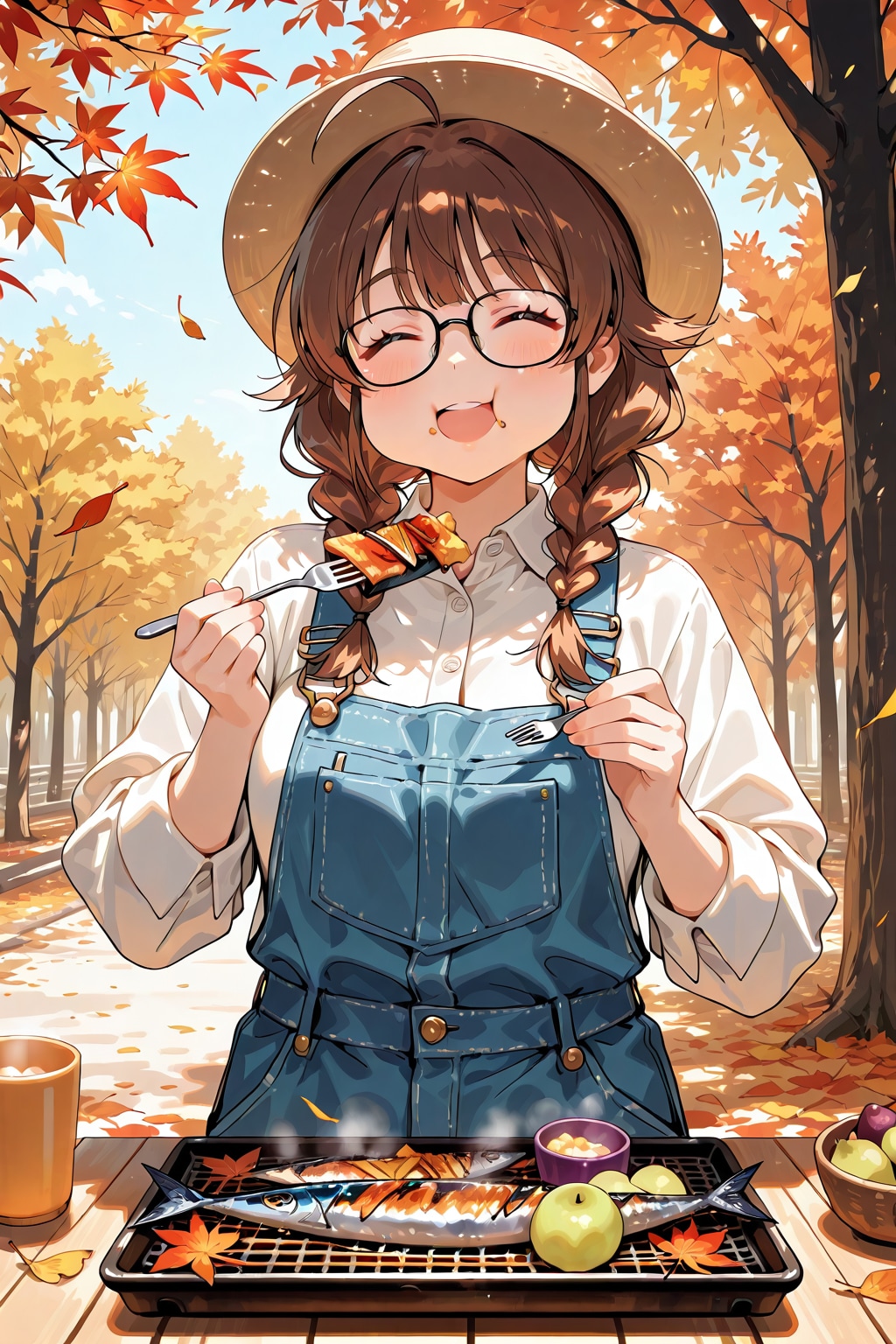 秋の味覚に目がねえ眼鏡っ子