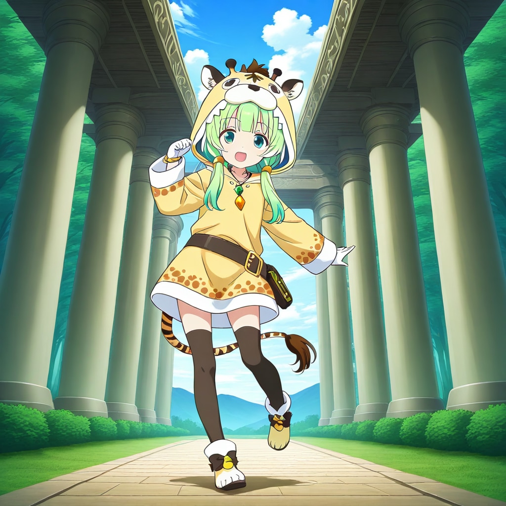 森の遺跡とアニマルフーディーちび子ちゃん