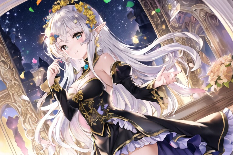 お城の夜会で銀髪エルフさん
