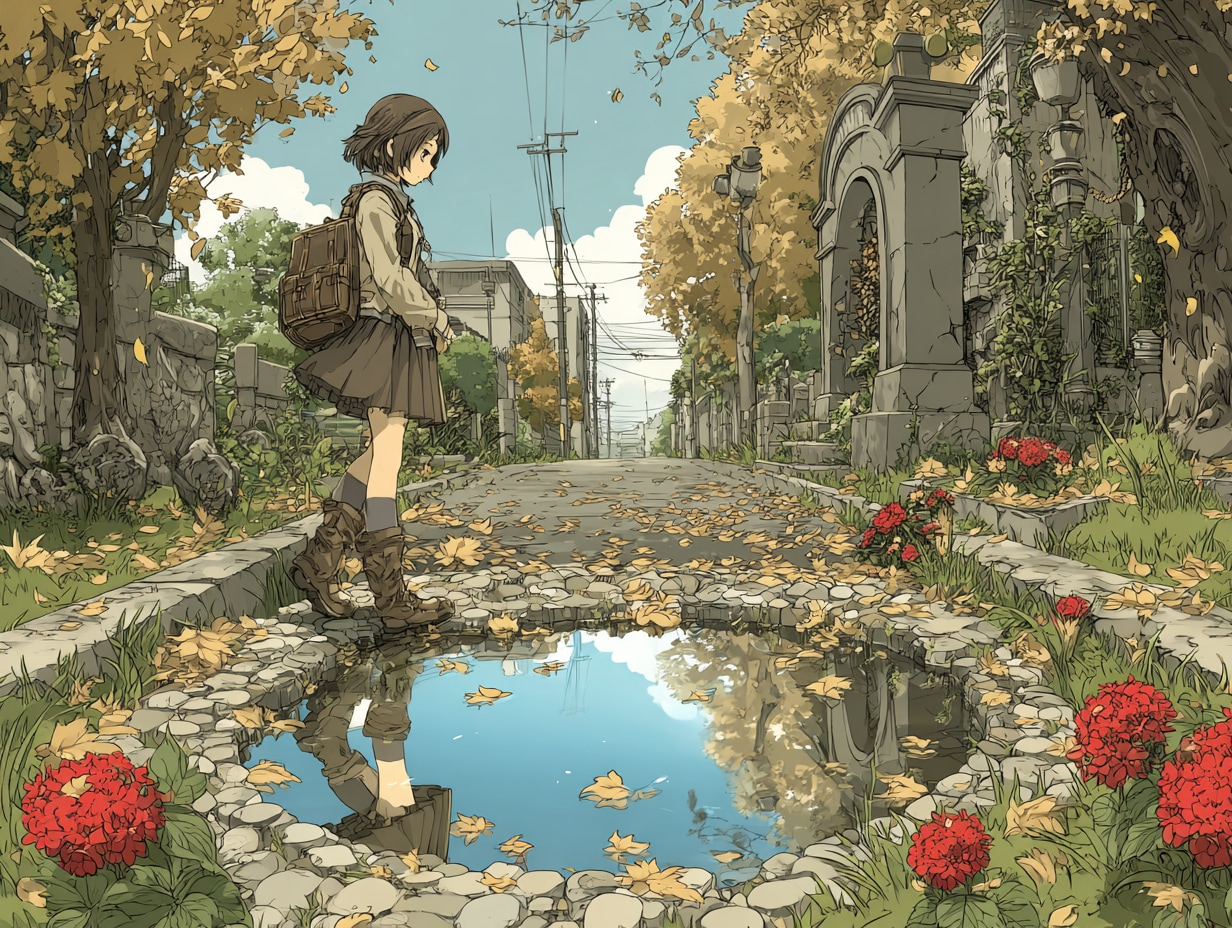 雨上がりの通学路 | の人気AIイラスト・グラビア