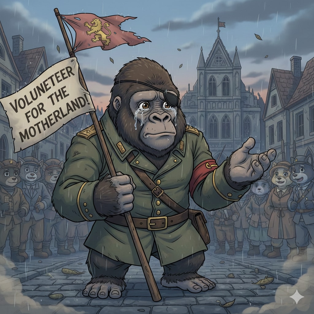 義勇兵を募るセンチメンタルゴリラ