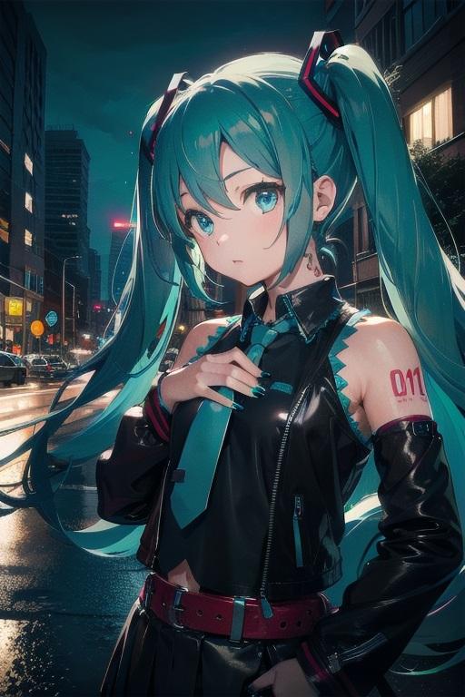 夜のミク　PixAI