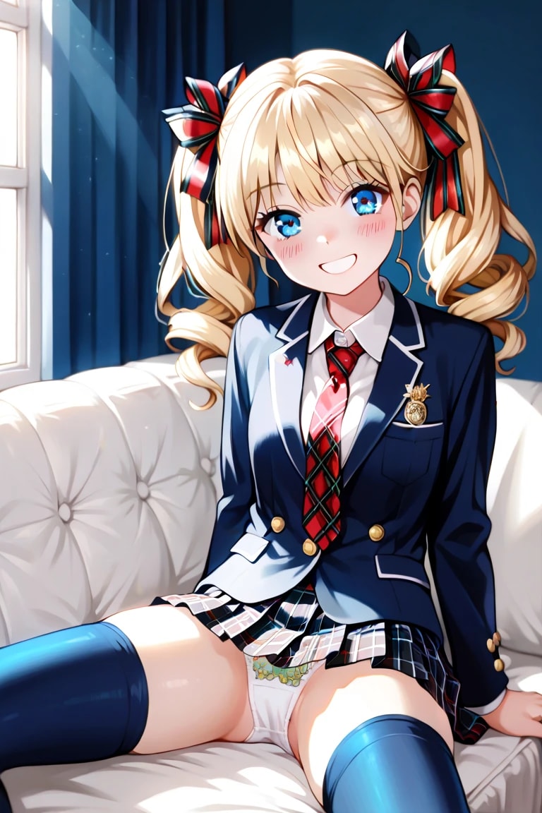 白パンツ見せながら微笑む金髪ツインテ莉奈ちゃん♡ 超かわいい///