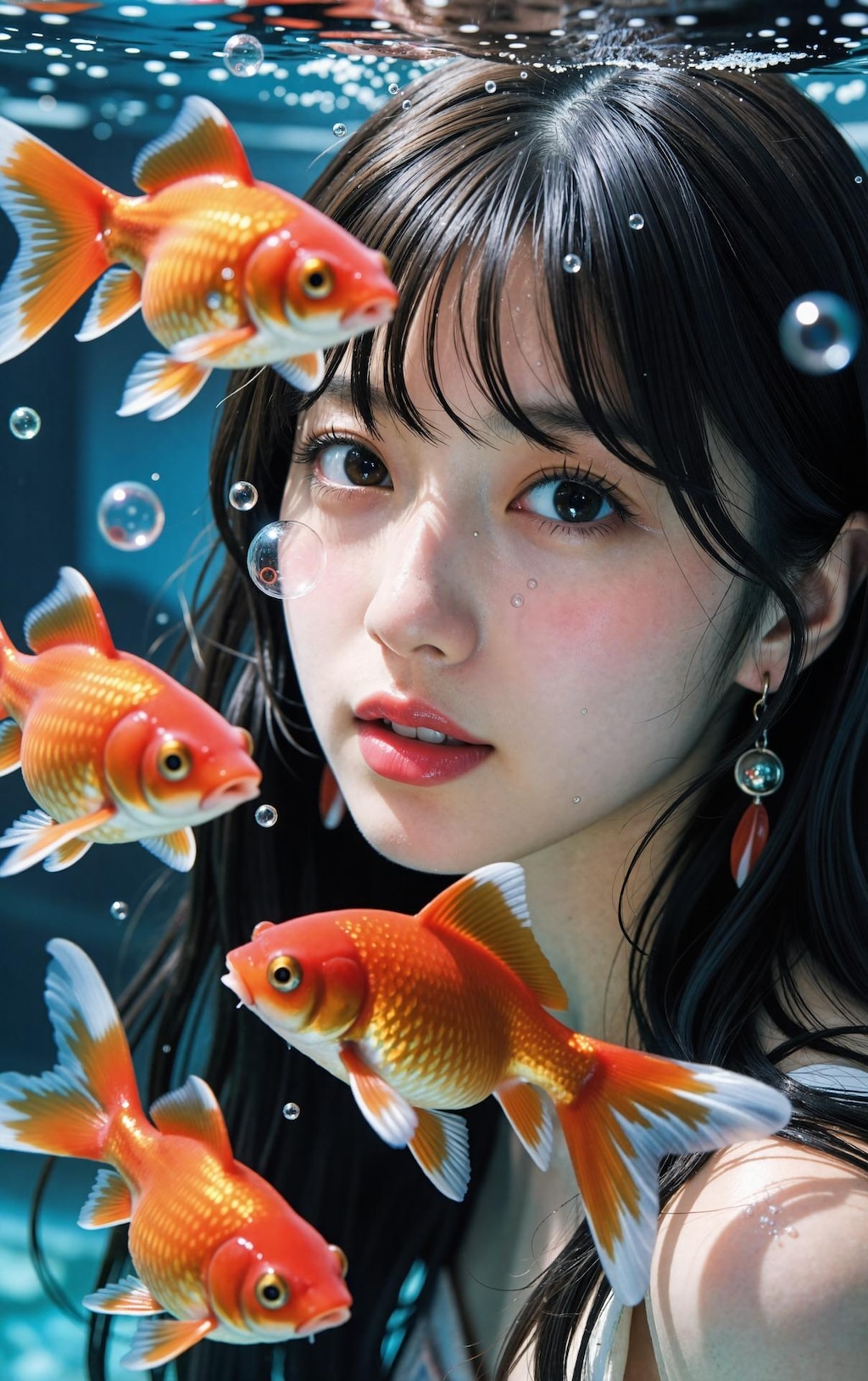 金魚水槽越しの彼女