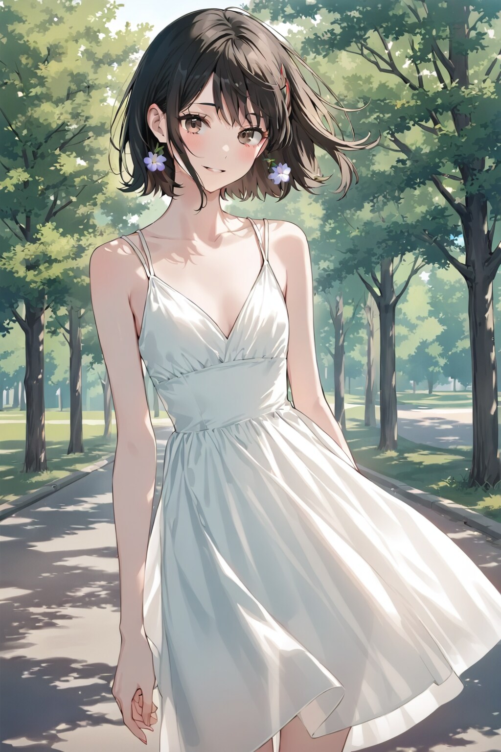 白いワンピースの黒髪さん