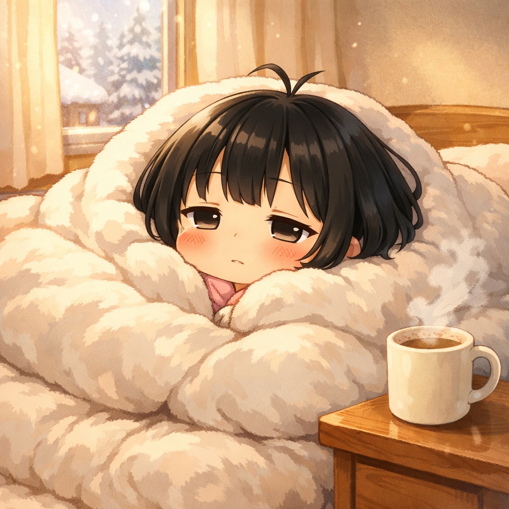 寒さで布団から出たくない女の子 | の人気AIイラスト・グラビア