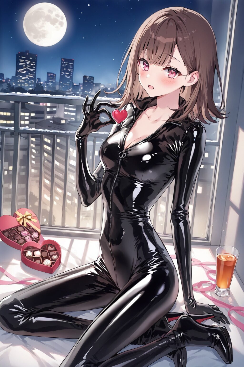 ラバースーツの架純さんと菓子類(ちちぷい版)