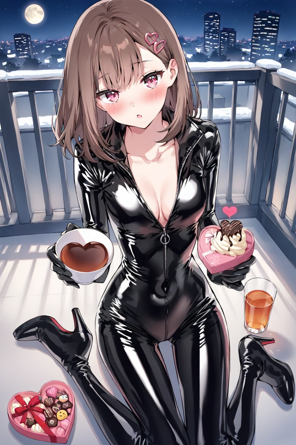 ラバースーツの架純さんと菓子類(ちちぷい版)