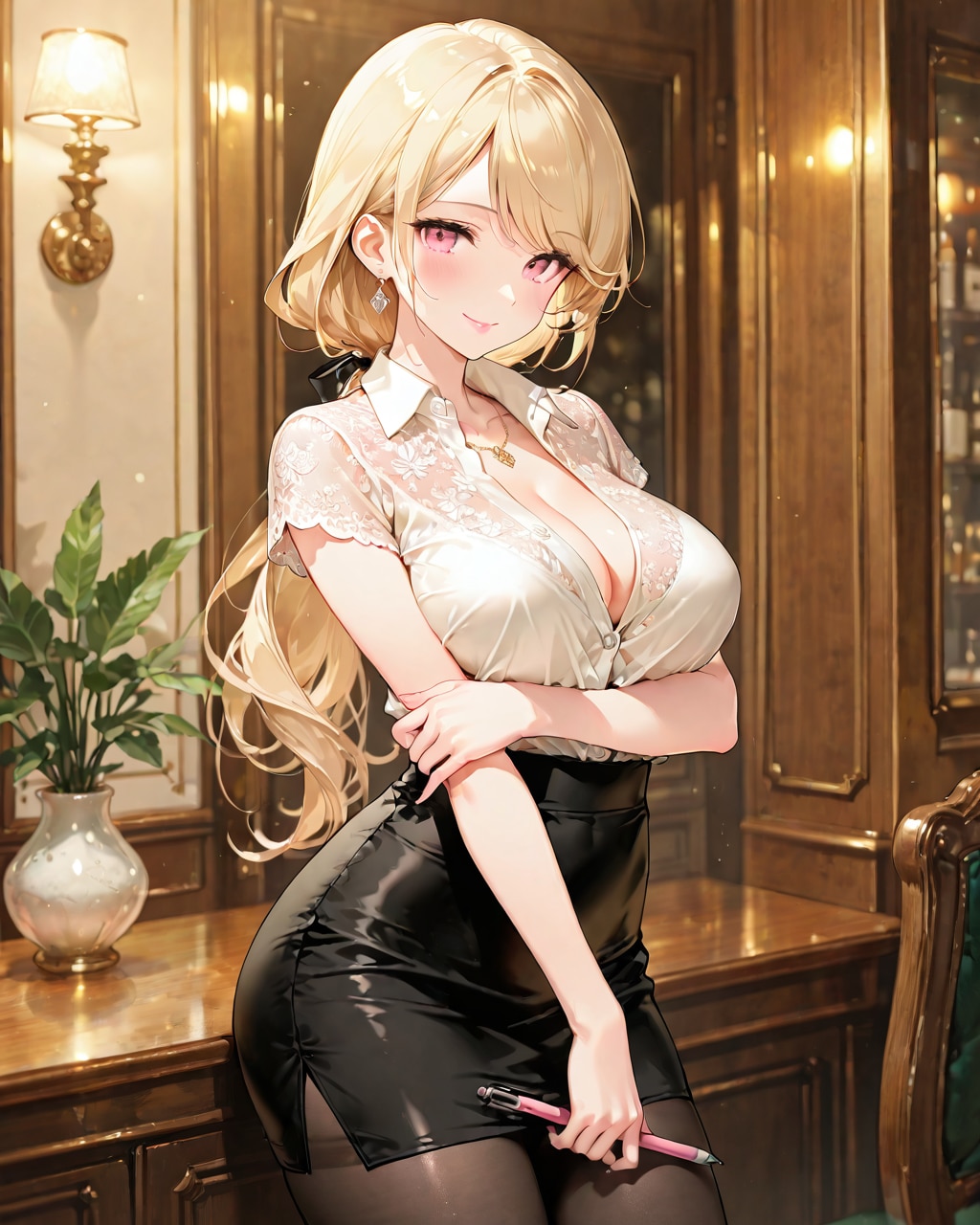 OL風low ponytail