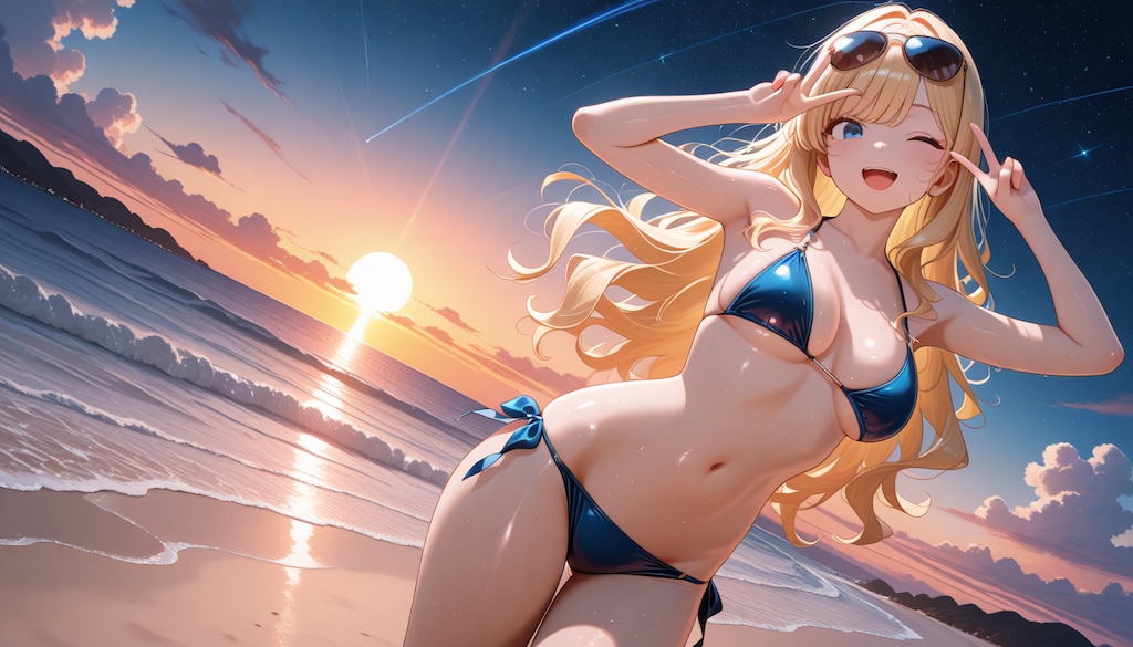 夕暮れの夏の海