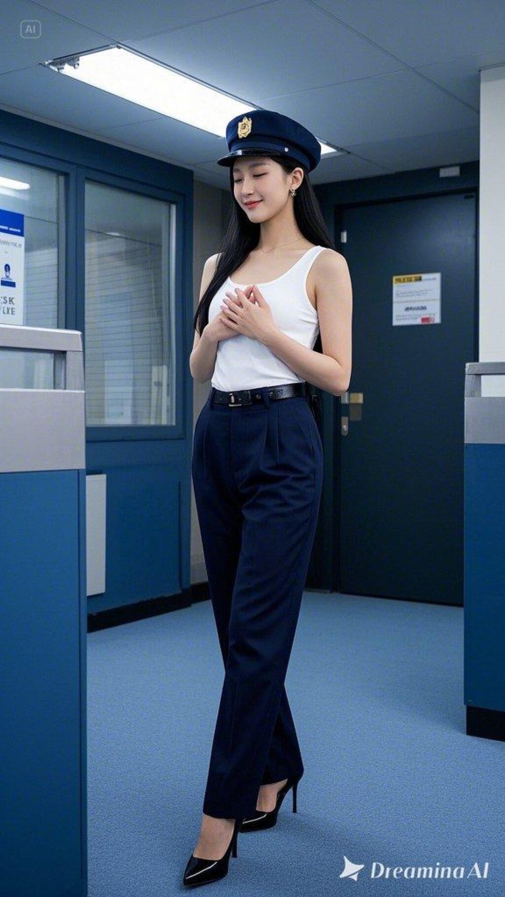 リアルかっこかわいい婦警のロマンティックな憩い