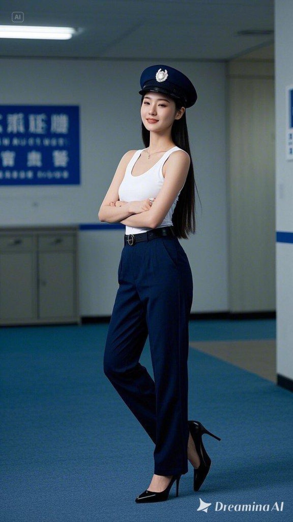 リアルかっこかわいい婦警のロマンティックな憩い