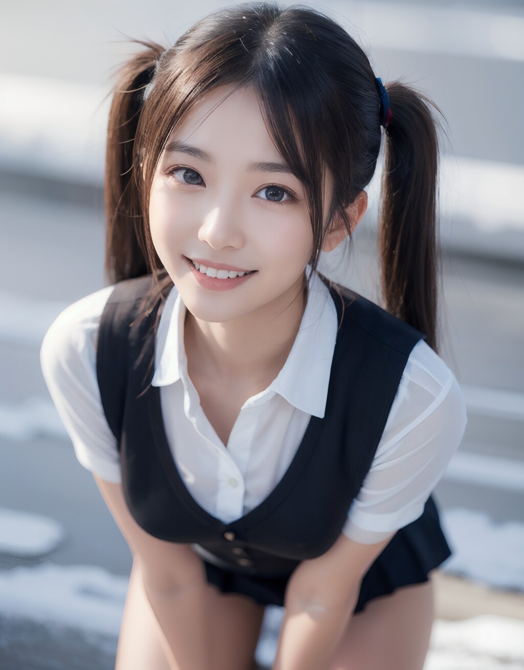 雪とツインテールJK