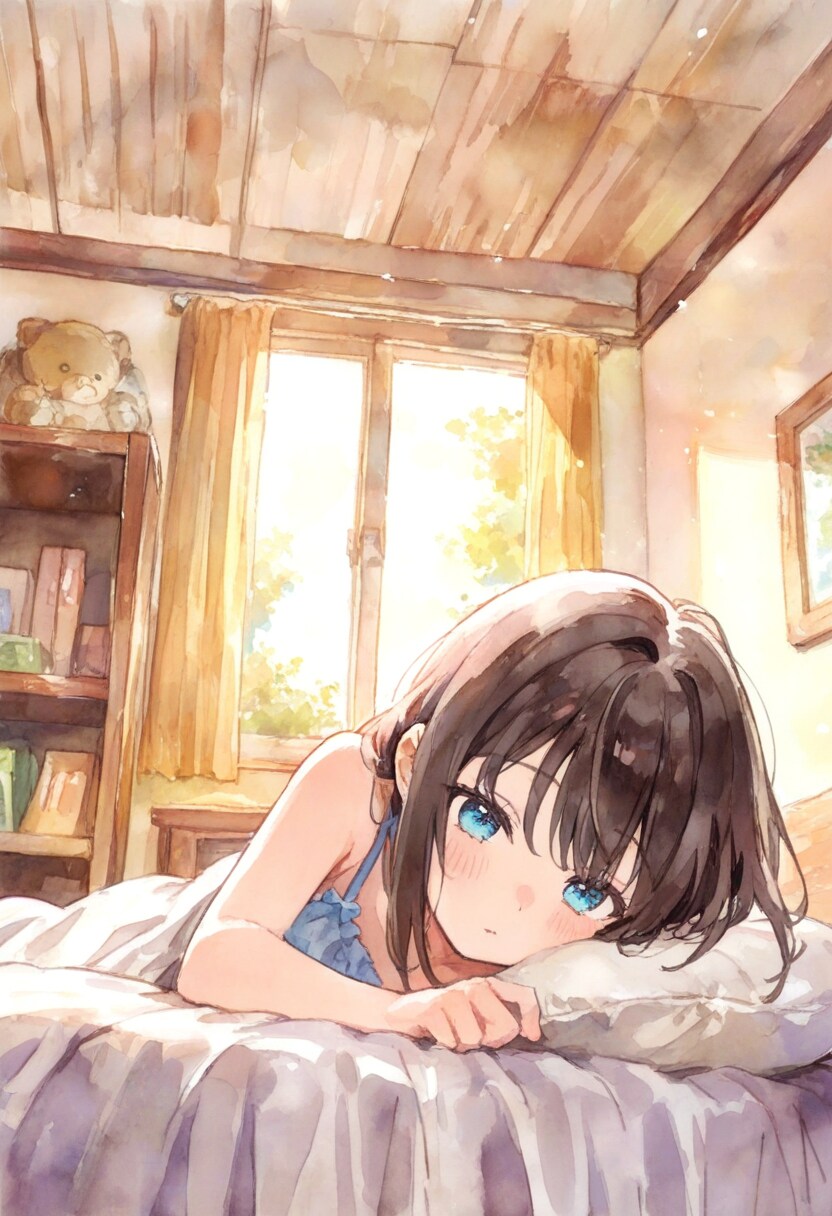 少女の部屋(水彩タッチ)(119) | の人気AIイラスト・グラビア