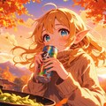 秋の夕暮れにチューハイを飲む小さなエルフ 2枚目