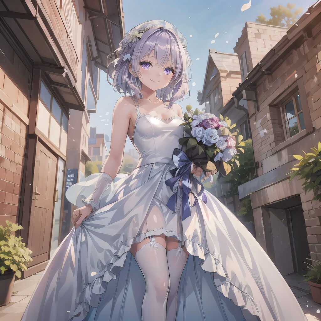 銀髪ボブでウェディングドレスの少女２