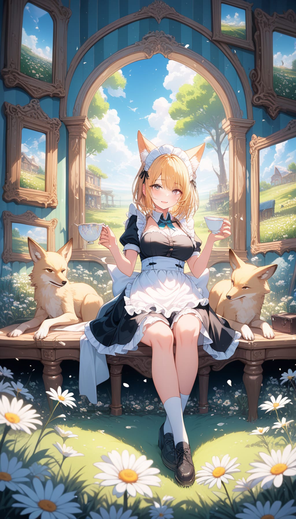 狐耳のメイド美少女と仲間たち