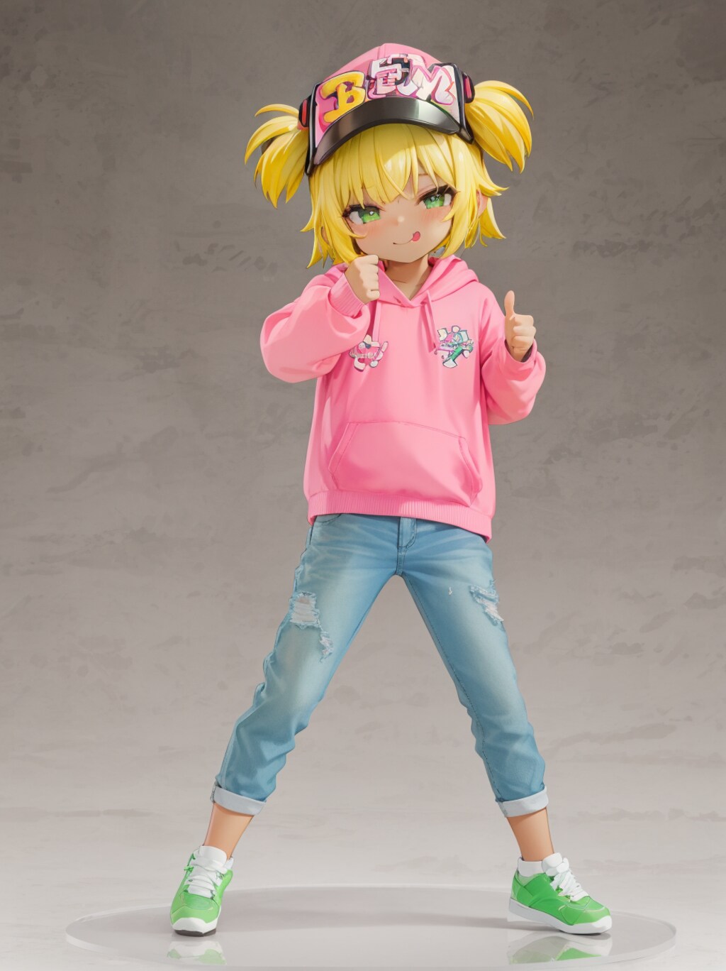 パーカーとスポーツキャップの女の子５