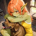 犬たちと戯れる雌ゴブリンのギギ 2枚目